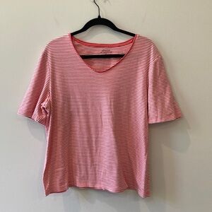 Chico’s The Ultimate Tee peach stripes cotton size XL